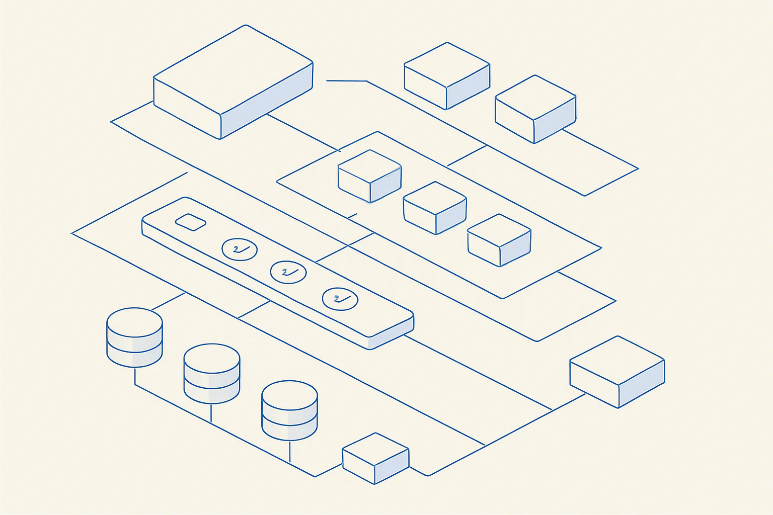 An isometric blueprint-style schematic shows a segmented healthcare data pipeline with access checkpoints, log paths, and vault boundaries on a pale background.