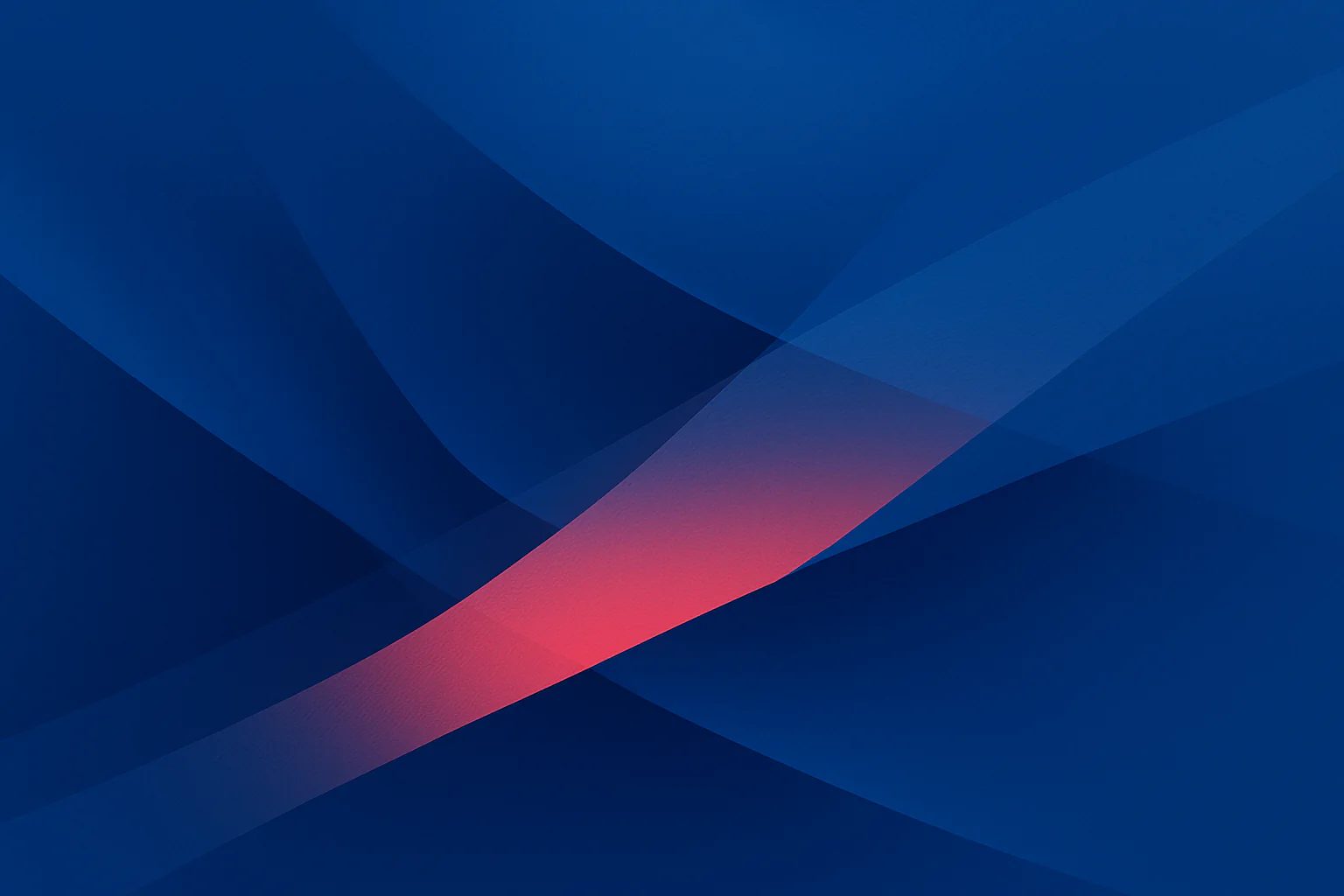 An abstract layered graphic with translucent blue planes and a coral accent, creating a calm technical feel without any literal objects.